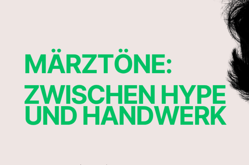 Grafik-Banner der COIFFO-Kolumne „Märztöne: Zwischen Hype und Handwerk“ mit einem Schwarz-Weiß-Porträt von Friseurmeister Raphael März vom Hair Club.