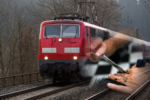 Historisches Foto oder Grafik eines Friseursalons in einem InterCity Zug der Deutschen Bundesbahn