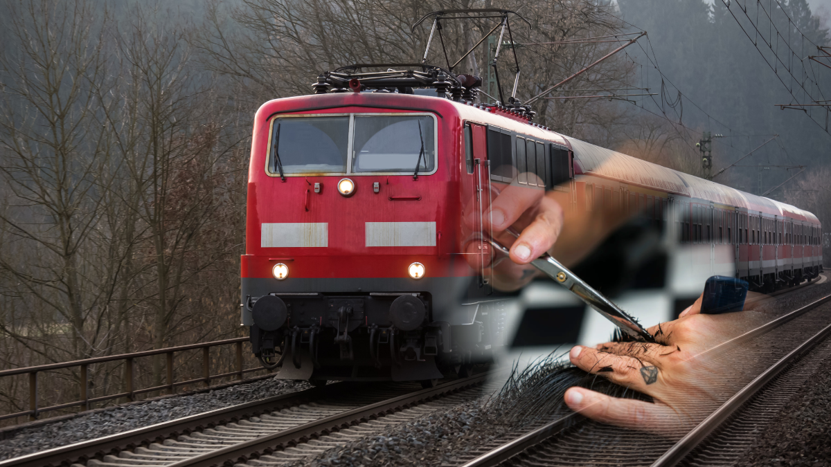 Historisches Foto oder Grafik eines Friseursalons in einem InterCity Zug der Deutschen Bundesbahn