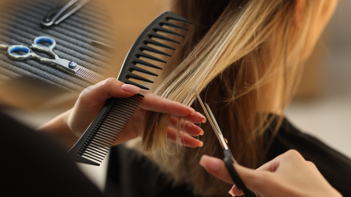 Die Preis-Debatte: Warum wir aufhören müssen, unseren eigenen Beruf schlechtzureden 1 Nahaufnahme einer professionellen Friseurschere, die präzise eine Haarsträhne schneidet.